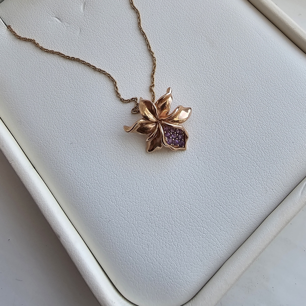 RESERVED for km_kat 10/13 - Na Hoku Orchid Pendant Rose Gold